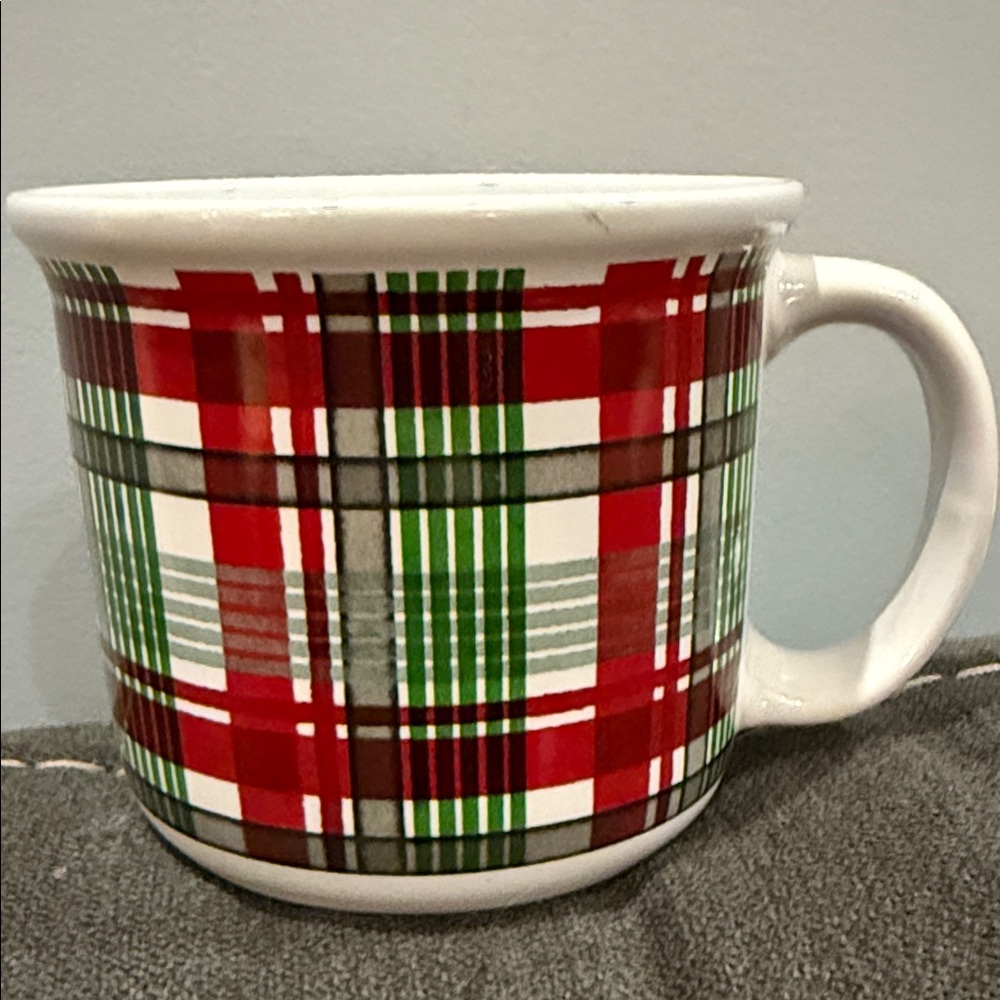 Plaid Ceramic Mug - Red and Green